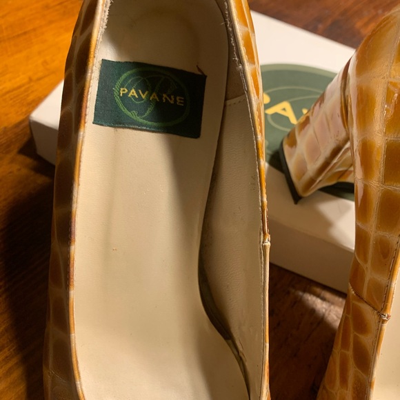 💝 Golden croco Vintage Pavane golden orange crocodile style heels in the 1980s - Picture 6 of 15
